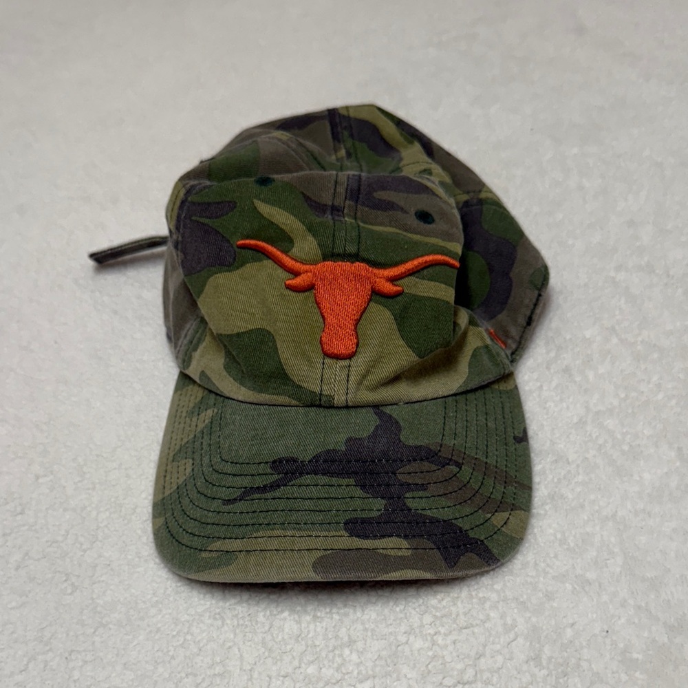 Camouflage Cap with Orange Longhorn Logo